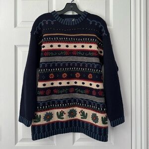 Vintage 90's Retro Tulchan Heavyweight Knit Sweatshirt Blue Small